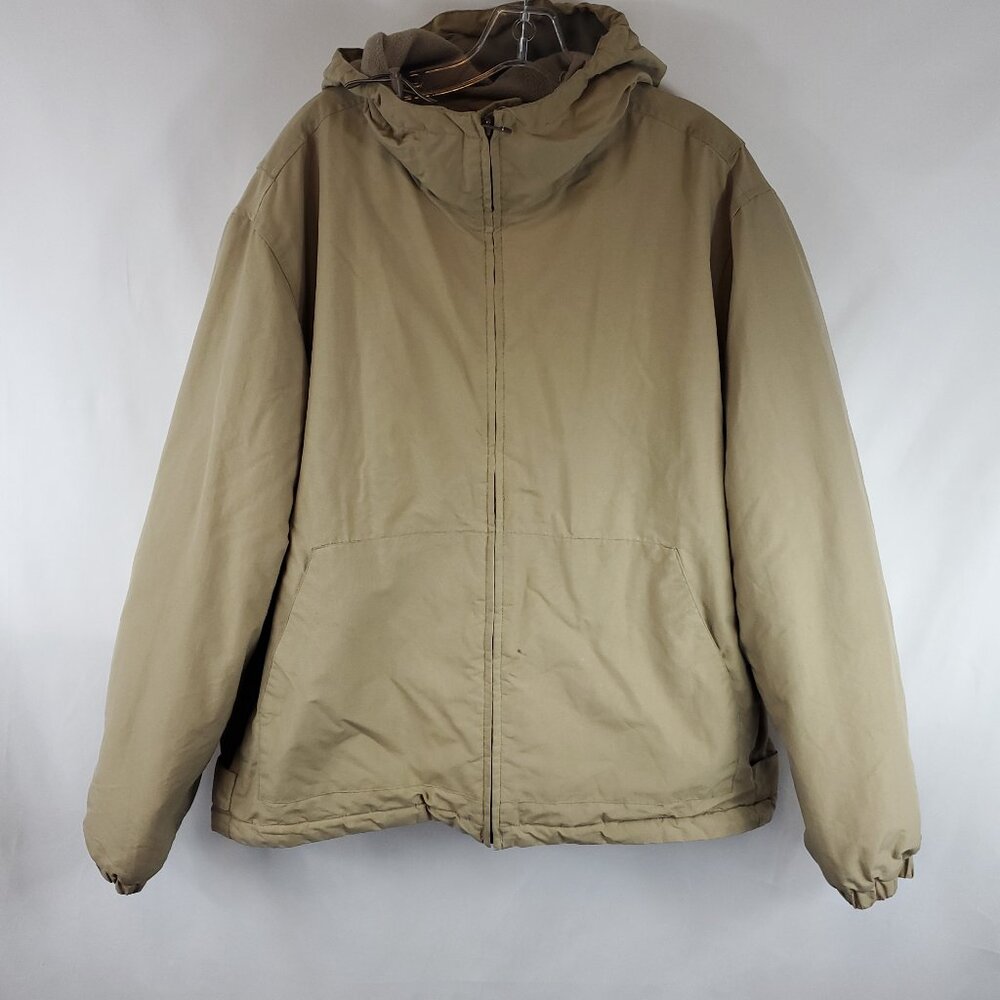 Dockers Tan Khaki Fleece Interior Hooded Lng Slv Zipper Closure Mens Jacket XL